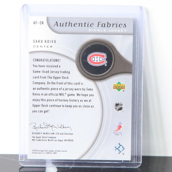 Saku Koivu SP Game Used Jersey Hockey Card - NHL Team: Montreal Canadiens 06/07 - Picture 2 of 2